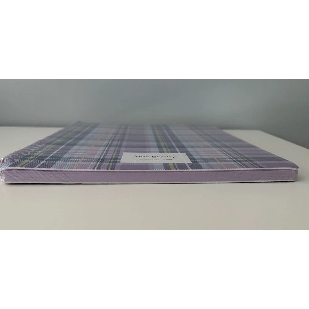 Vera Bradley Large Spiral Notebook with Pocket Amethyst Plaid Print Sealed New!